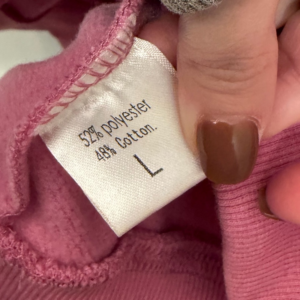 Pink Oversized Solid Basic Hoodie Sweatshirt Size… - image 2